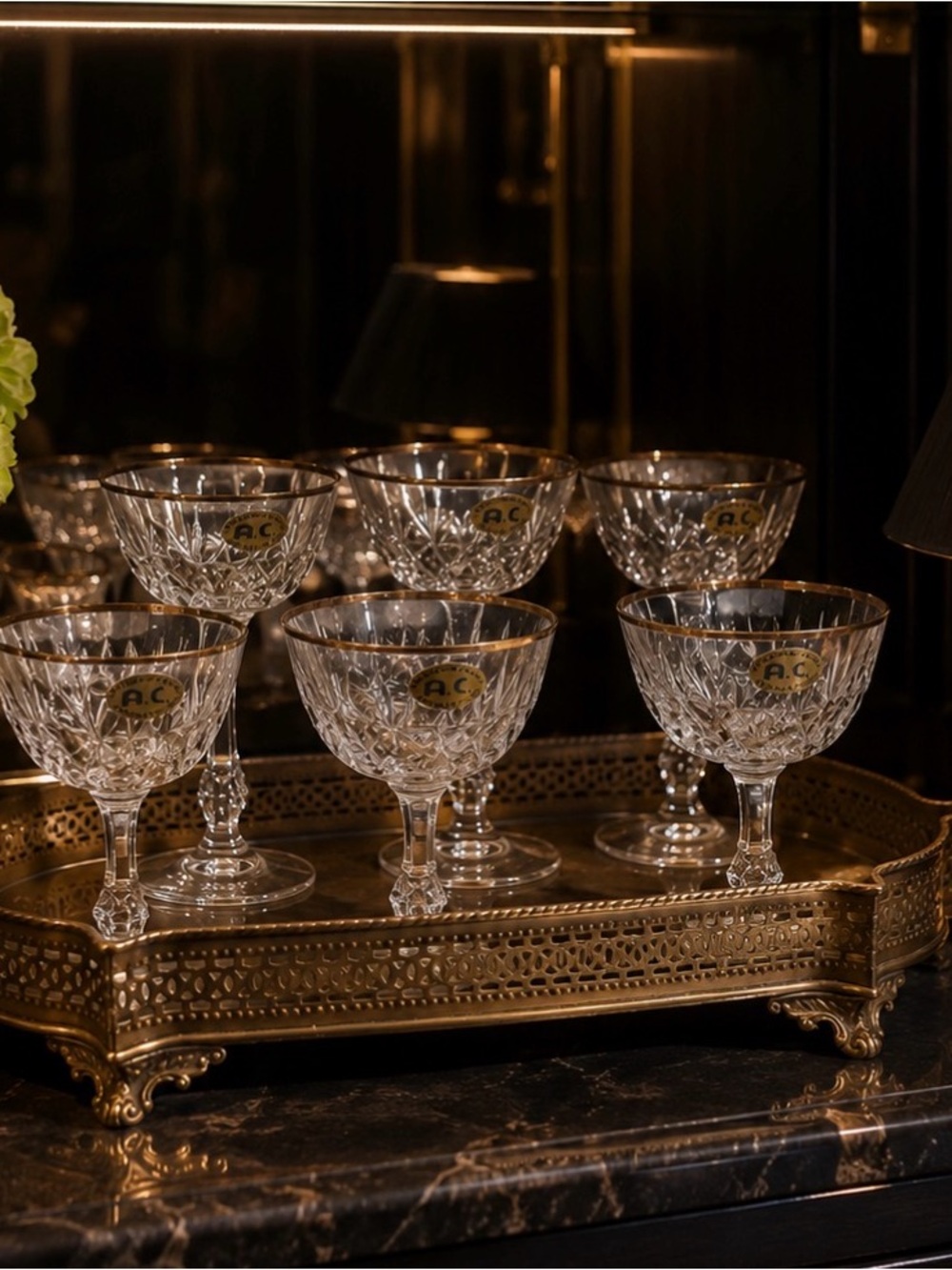 RCR Crystal Wine Coupe with Gold Rim
